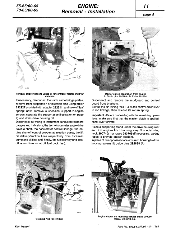 Fiat 55-75, 60-75, 70-75, 80-75 Tractor Service Manual