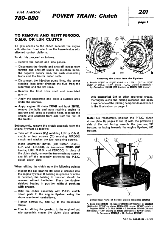 Fiat 780, 780dt, 880, 880dt Tractor Service Manual