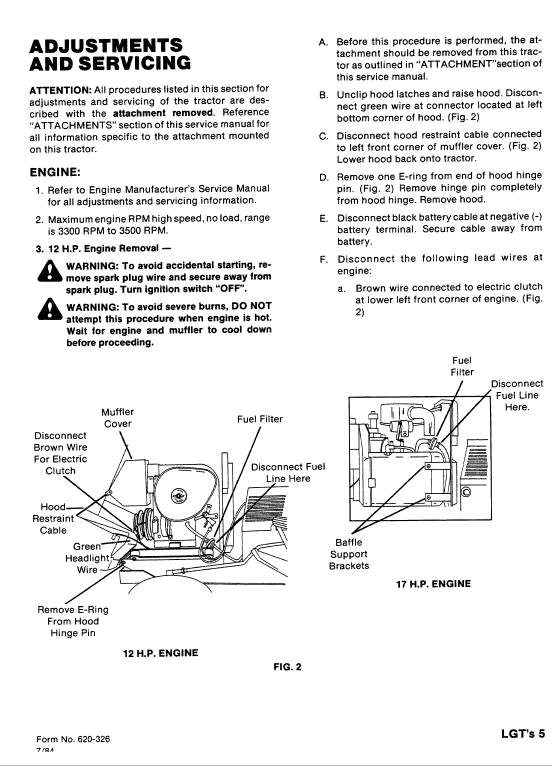 Ford Lgt12, Lgt14, Lgt17, Lgt18h Lawn Tractor Service Manual