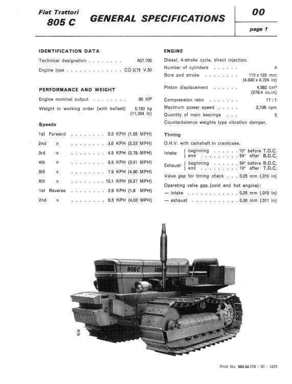 Fiat 805c Crawler Tractor Workshop Service Manual