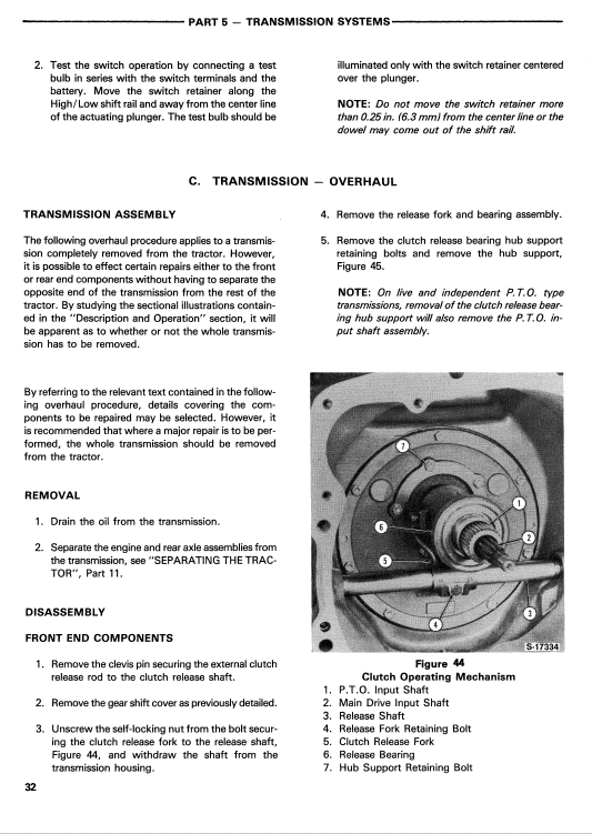 Ford 230a, 340a, 445, 530a, 540a, 545 Tractor Service Manual