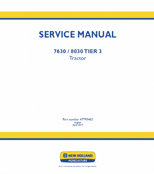 New Holland 7630, 8030 Tractor Service Manual