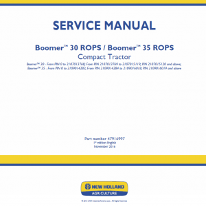 New Holland Boomer 30 And Boomer 35 Tractor Service Manual