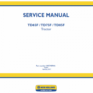 New Holland Td65f, Td75f, Td85f Tractor Service Manual