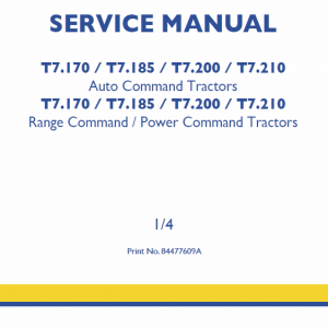 New Holland T7.170, T7.185, T7.200 Tractor Service Manual