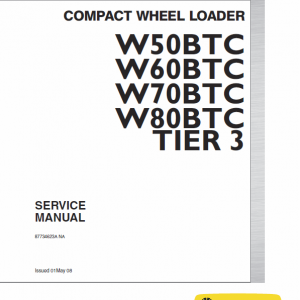 New Holland W50btc, W60btc, W70btc, W80btc Tier 3 Loader Manual