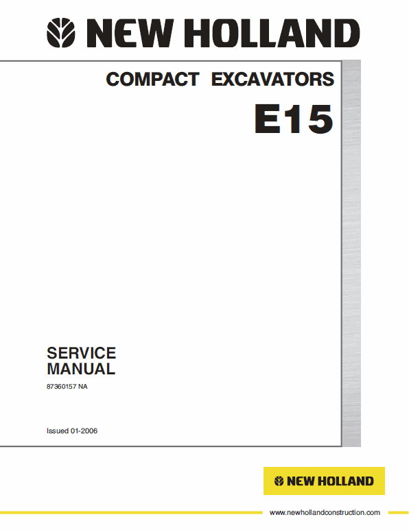 New Holland E15 Compact Excavator Service Manual