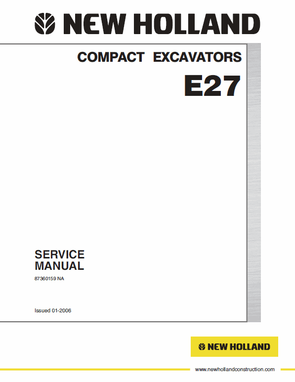 New Holland E27 Compact Excavator Service Manual