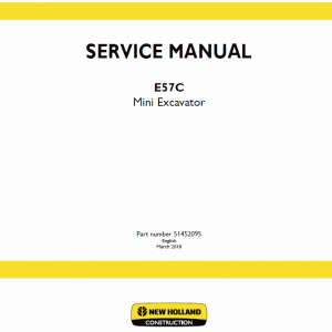 New Holland E57c Mini Excavator Service Manual