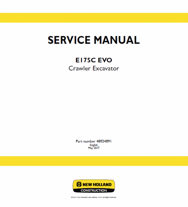 New Holland E175c Evo Excavator Service Manual