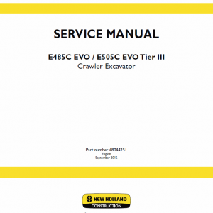 New Holland E485c Evo, E505c Eco Tier 3 Excavator Service Manual