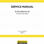 New Holland E175c Evo Excavator Service Manual