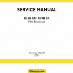 New Holland E26b Sr, E29b Sr Mini Excavator Service Manual