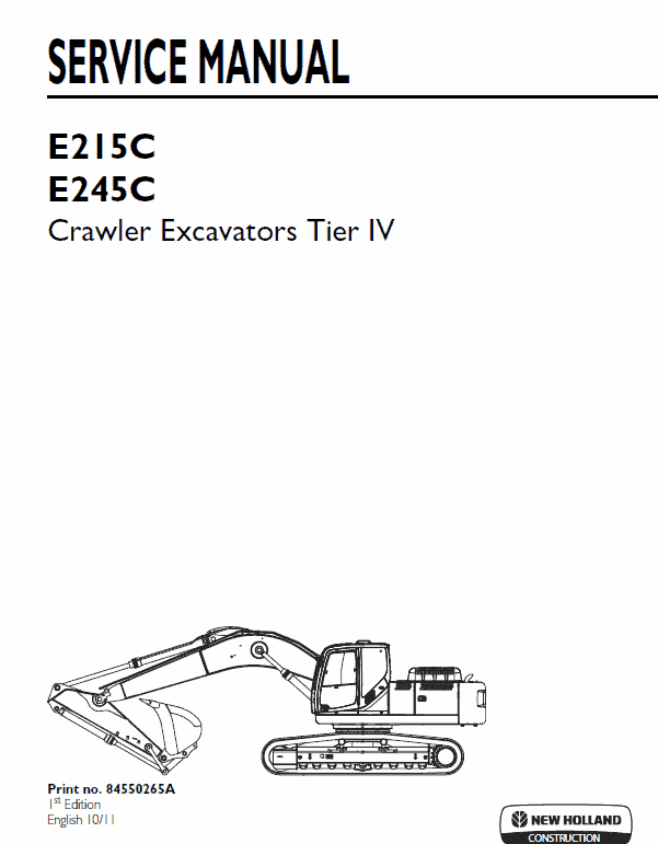 New Holland E215c, E245c Tier 4 Excavator Service Manual