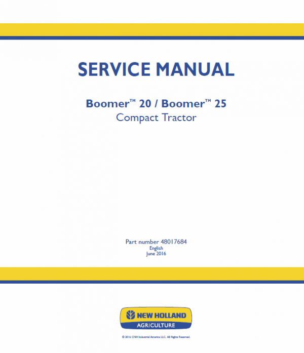 New Holland Boomer 20 And Boomer 25 Tractor Service Manual