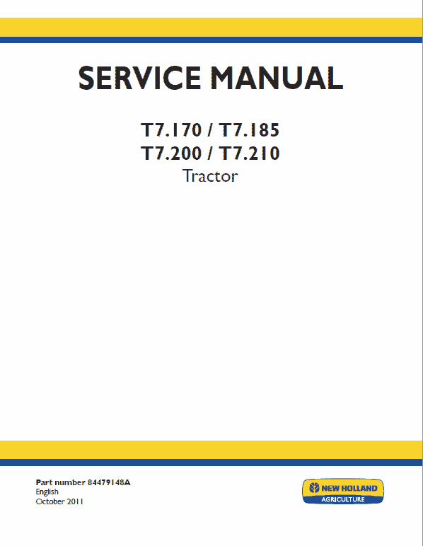 New Holland T7.170, T7.185, T7.200 Tractor Service Manual