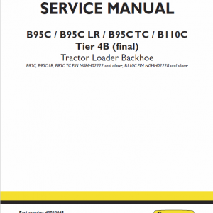 New Holland B95c, B95c Tc, B95c Lr Backhoe Loader Service Manual