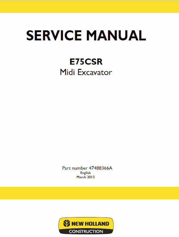 New Holland E75csr Midi Excavator Service Manual