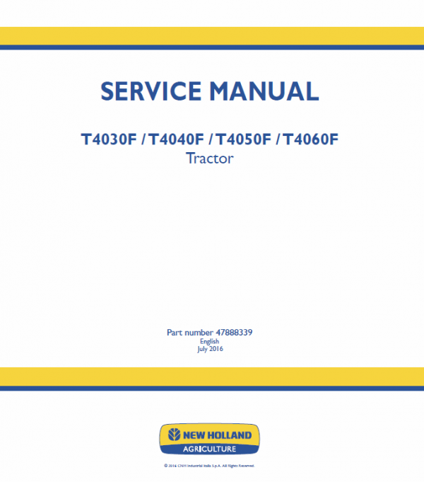 New Holland T4030f, T4040f, T4050f, T4060f Tractor Service Manual