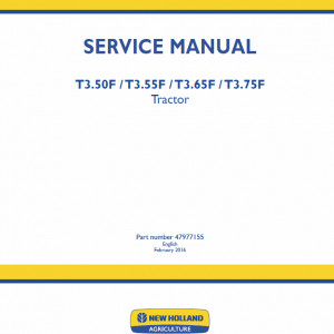 New Holland T3.50f, T3.55f, T3.65f, T3.75f Tractor Service Manual