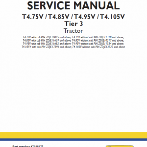 New Holland T4.75v, T4.85v, T4.95v, T4.105v Tier 3 Tractor Manual