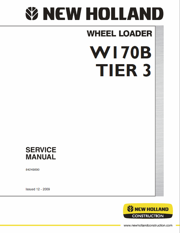 New Holland W170b Tier 3 Wheel Loader Service Manual