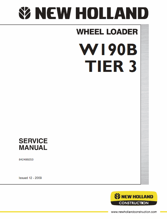 New Holland W190b Tier 3 Wheel Loader Service Manual