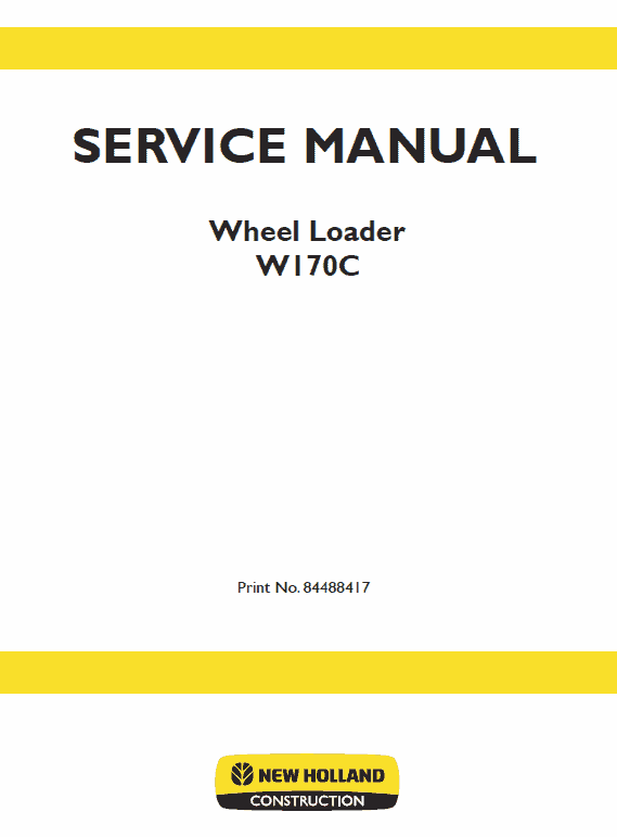 New Holland W170c Wheel Loader Service Manual