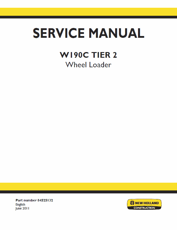 New Holland W190c Tier 2 Wheel Loader Service Manual