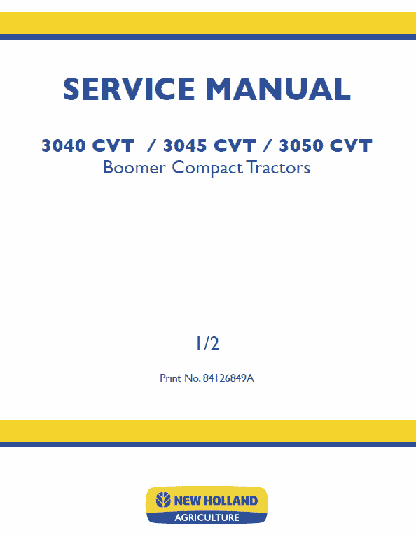 New Holland Boomer 3040 Cvt, 3045 Cvt And 3050 Cvt Tractor Manual