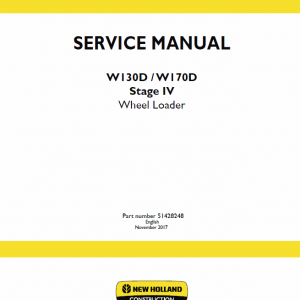 New Holland W130d, W170d Tier 4b Wheel Loader Service Manual