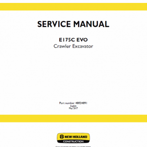 New Holland E175c Evo Excavator Service Manual