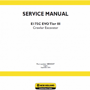 New Holland E175c Evo Excavator Service Manual