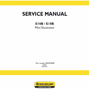 New Holland E16b, E18b Excavator Service Manual