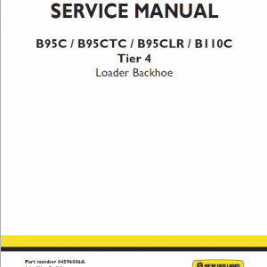 New Holland B95c, B95c Tc, B95c Lr Backhoe Loader Service Manual