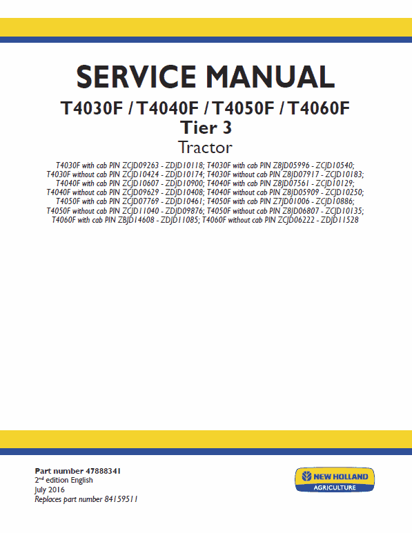 New Holland T4030f, T4040f, T4050f, T4060f Tractor Service Manual