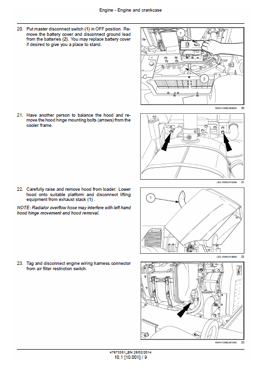 New Holland W190c, W230c Tier 4a Wheel Loader Service Manual