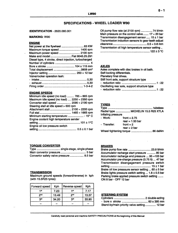 New Holland Lw90 Wheel Loader Service Manual