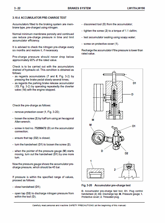 New Holland Lw170, Lw190 Wheel Loaders Service Manual