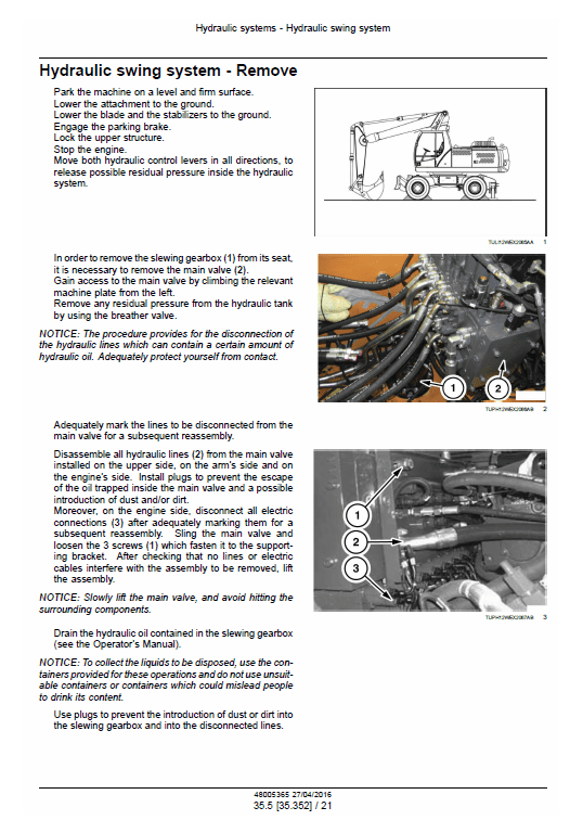 New Holland We170b, We190b Wheeled Excavator Service Manual