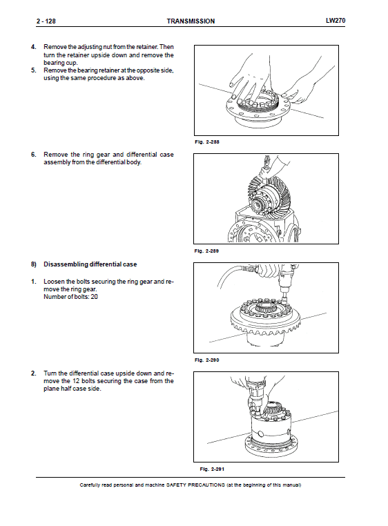 New Holland Lw270 Wheel Loaders Service Manual