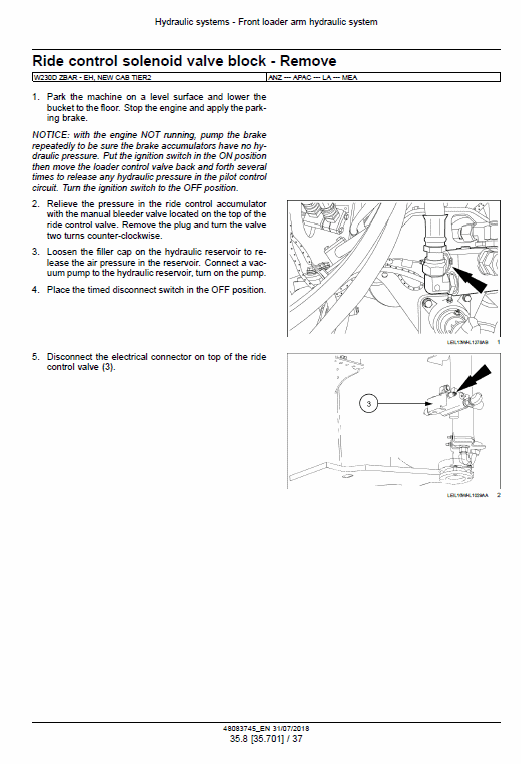 New Holland W190d, W230d Tier 2 Wheel Loader Service Manual