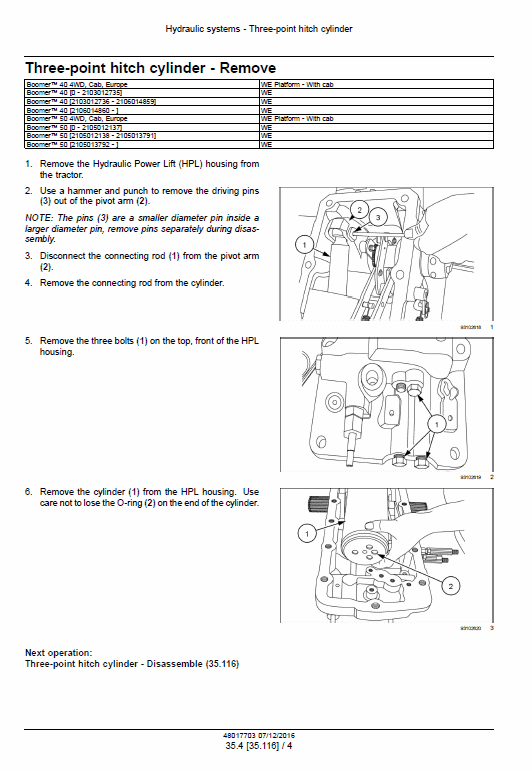 New Holland Boomer 40 Cab, Rops And 50 Cab, Rops Tractor Service Manual