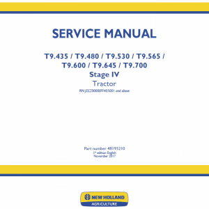 New Holland T9.435, T9.480, T9.530, T9.565 Tractor Service Manual