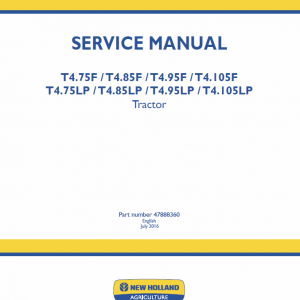 New Holland T4.75lp, T4.85lp, T4.95lp, T4.105lp Tractor Service Manual