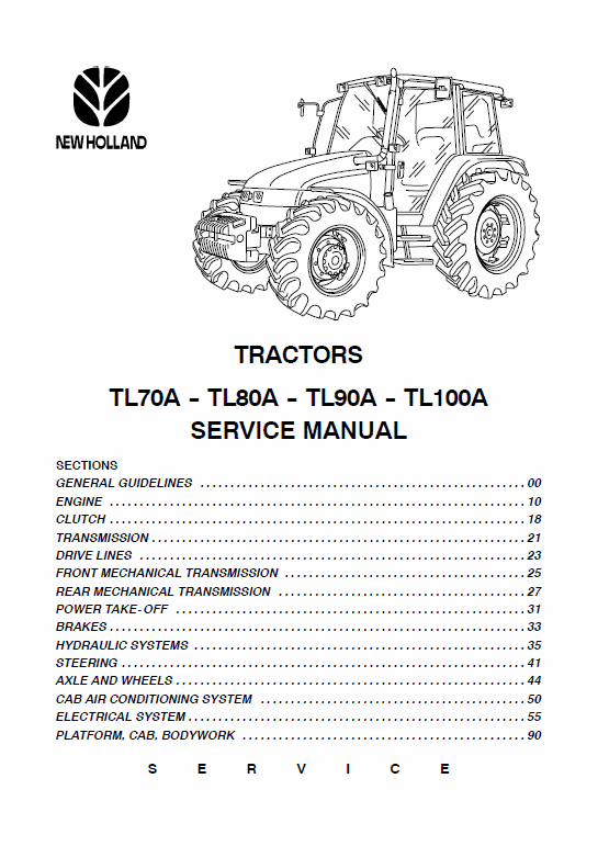 New Holland Tl70a, Tl80a, Tl90a, Tl100a Tractor Service Manual