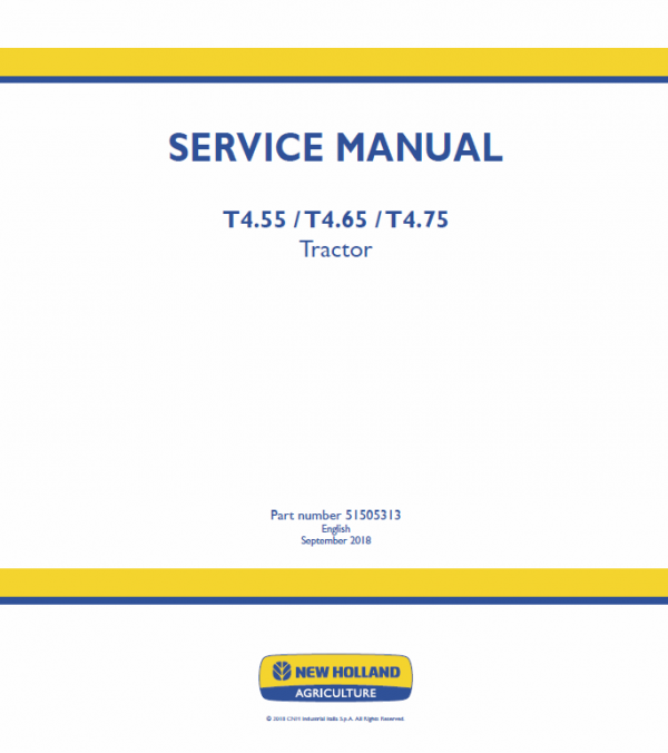 New Holland T4.55, T4.65, T4.75 Tractor Service Manual