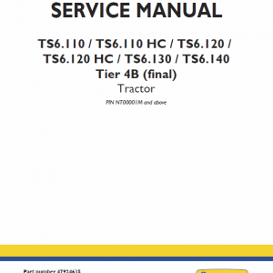 New Holland Ts6.110 Hc, Ts6.120 Hc Tractor Service Manual