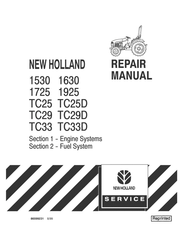 New Holland Tc25, Tc29, Tc33 Tractor Service Manual