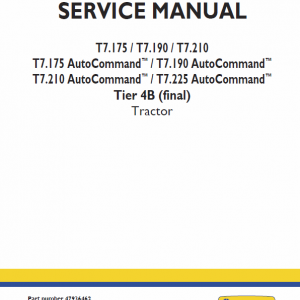 New Holland T7.175, T7.190, T7.210, T7.225 Tractor Service Manual